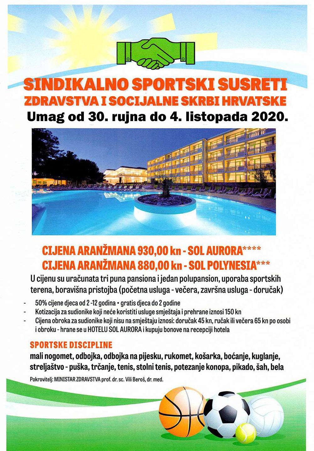 NOVI TERMIN ODRŽAVANJA SPORTSKIH SUSRETA “UMAG – 2020”