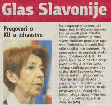 GLAS SLAVONIJE o pregovorima u zdravstvu