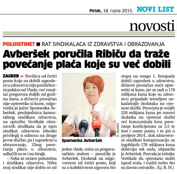 NOVI LIST o presici SSZSSH