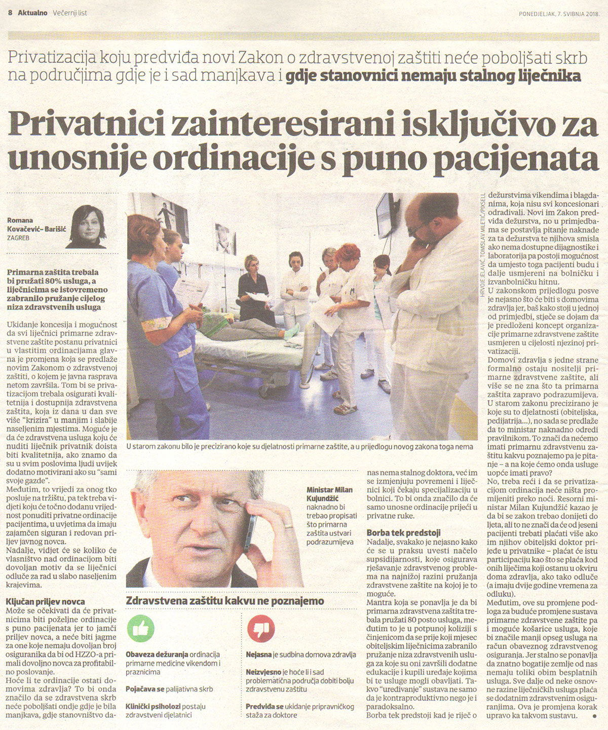 VEČERNJI i JUTARNJI LIST o privatizaciji zdravstva