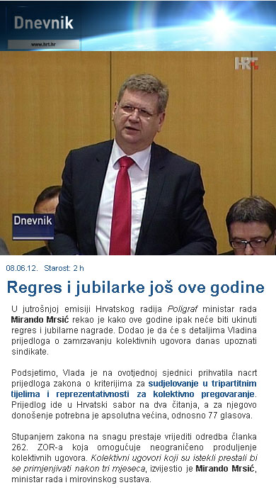 Mrsić o regresu i jubilarkama